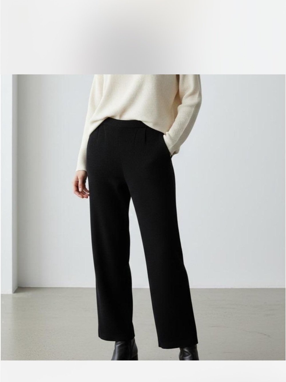 St. John Black Straight-Leg Knit Pants
